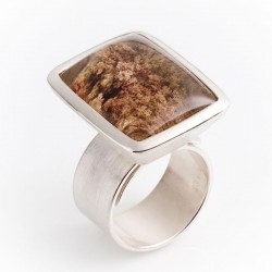  Wrap ring, 925 silver, rock crystal rectangle
