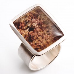  Wrap ring, 925 silver, rock crystal rectangle