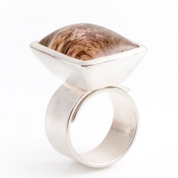  Wrap ring, 925 silver, rock crystal rectangle