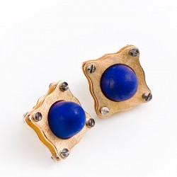  Stud earrings, 750 gold, lapis lazuli