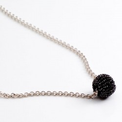  Pendant, black diamond ball, 925 silver