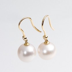 Ohrhänger, Perlen, Brillanten, 585- Gold