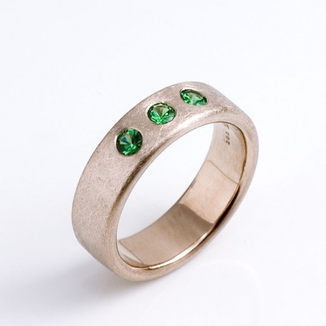 Ring, 585 Weißgold, Tsavolithe Ring, 585 Weißgold, Tsavolithe