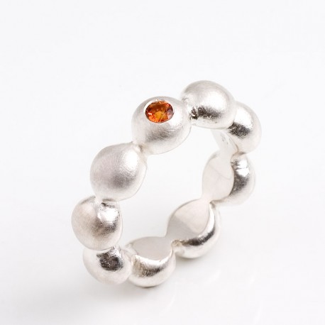  Ball ring, 925 silver, citrine