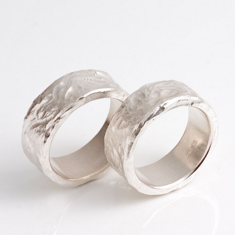  Partner rings, 925 silver, modeled surface