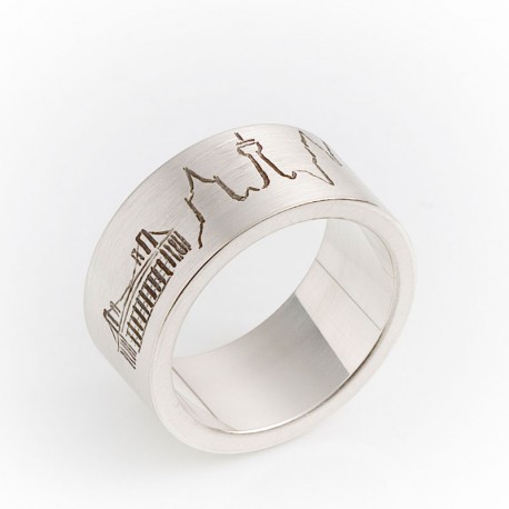  Cologne skyline ring with stadium, 925- silver