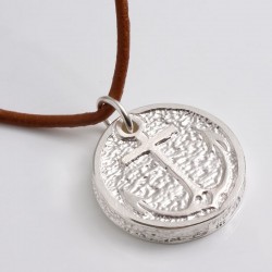  "Anchor" pendant, 925 silver, leather strap