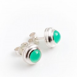 Stud earrings, 925 silver, chrysoprase