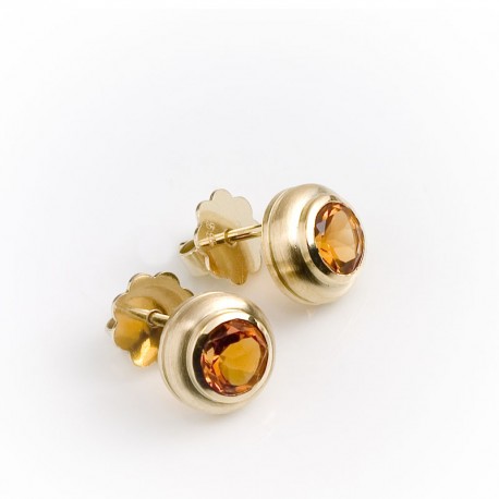  Stud earrings, 585 gold, citrine