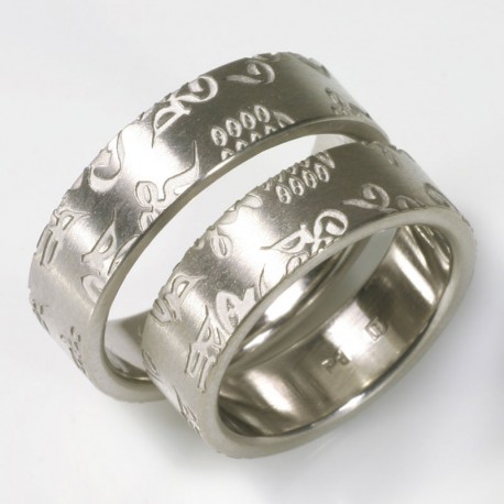 Wedding rings, 950 palladium, external engraving Wedding rings, 950 palladium, external engraving