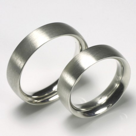 Wedding rings, 950 palladium, differently domed outside and inside