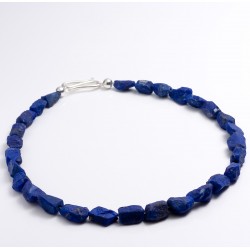  Necklace, lapis lazuli nuggets, 925 silver