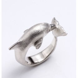 Dolphin ring, 925 silver
