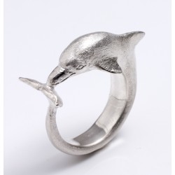 Dolphin ring, 925 silver