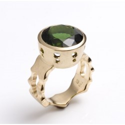 Maharadscharing, 750- Gold, grüner Turmalin Maharadscharing, 750- Gold, grüner Turmalin