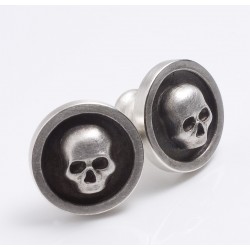 Manschettenknöpfe, 925- Silber, geschwärzt, Totenkopf