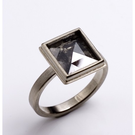 Ring, 750 white gold, diamond rose Ring, 750 white gold, diamond rose