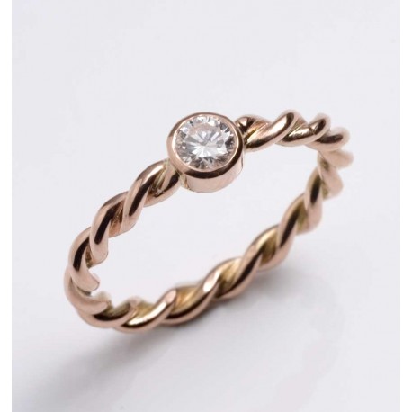 Ring, 585 red gold, brilliant-cut diamond, 0.25 ct