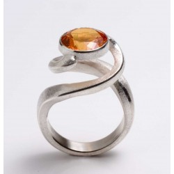 Ring, 925 silver, mandarin topaz