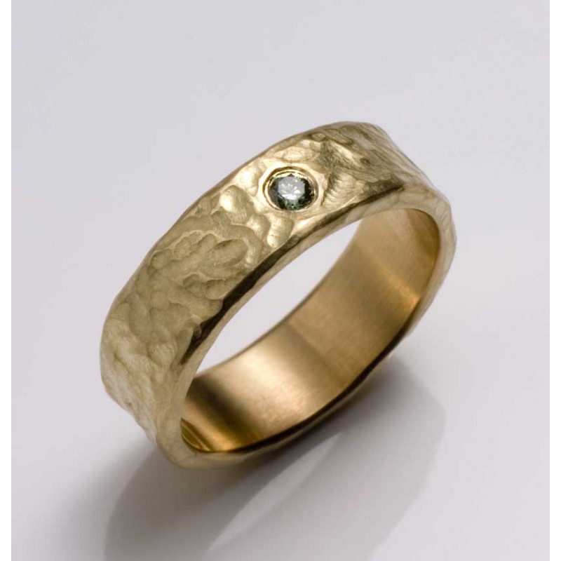 Ring, 750- Gold, grüner Brillant Ring, 750- Gold, grüner Brillant