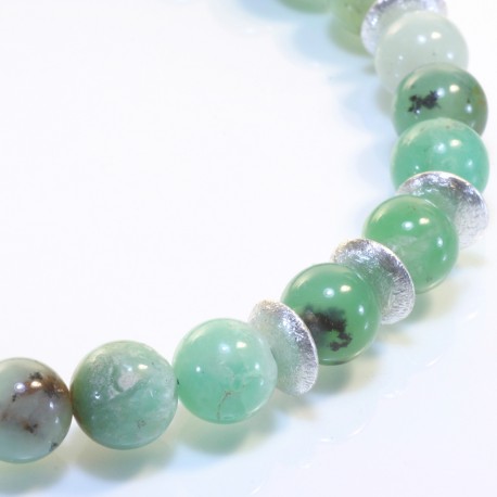 Necklace, 925- silver, chrysoprase