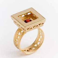Ring, 750- Gold, Granat