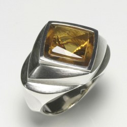 Ring, 925- Silber, Citrin-Rhombe