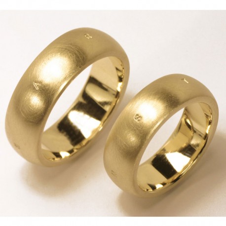 Domed wedding rings 14 k gold