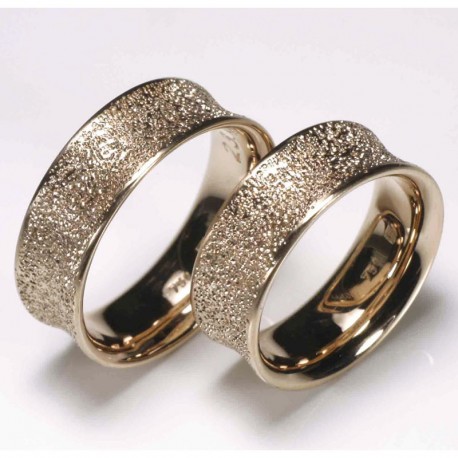 Concave wedding rings, 750- red gold