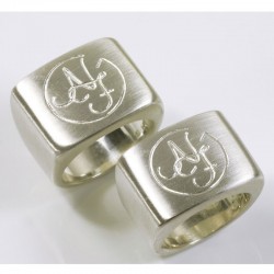 Signet rings as wedding rings, 925 silver