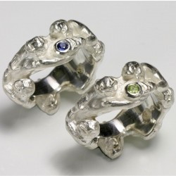  Figurative wedding rings, 925 silver, gemstones