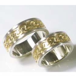 Wedding rings, celtic, 925- silver, 750- gold
