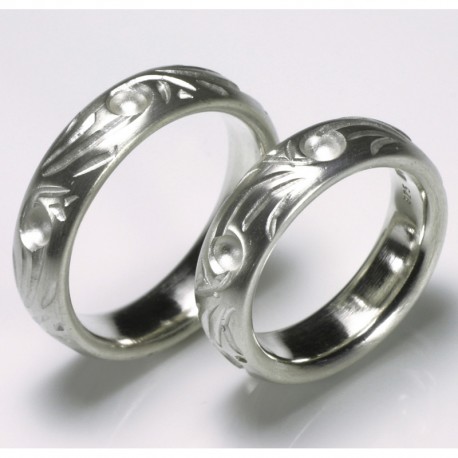  Domed, engraved wedding rings, 925 silver