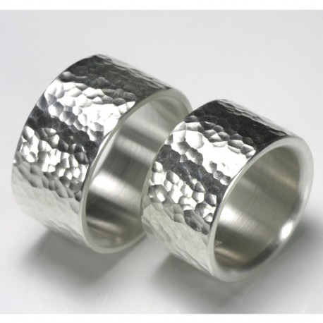 Wedding rings with hammer blow, 925 silver