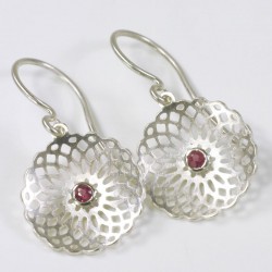  Earrings, 925 silver, rubies