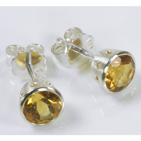  Stud earrings, 925 silver, citrine