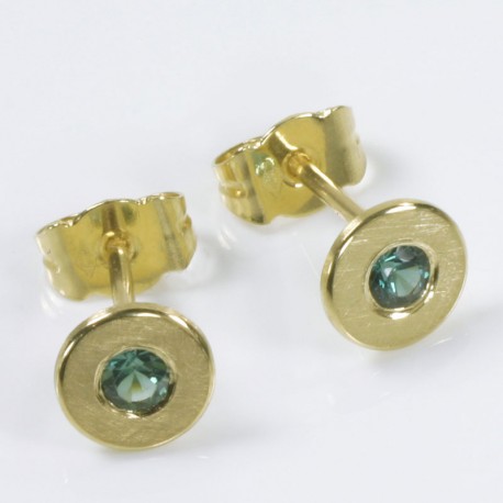  Stud earrings, 750 gold, tourmalines