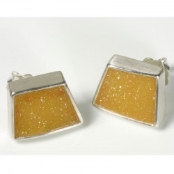  Stud earrings, 925 silver, yellow agate