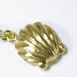 Charm Anhänger Muschel, grüner Brillant, 750- Gold Charm Anhänger Muschel, grüner Brillant, 750- Gold