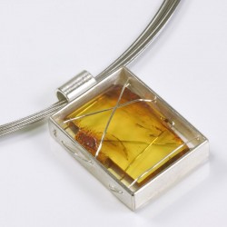  Pendant, 925 silver, amber cross