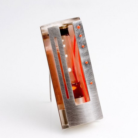 Brooch, 925 silver, glass, plastic
