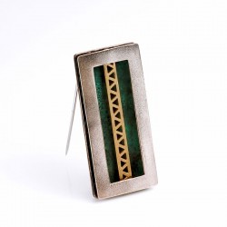  Brooch, 925. silver, 750- gold, steel