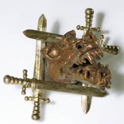  Dragon brooch, 925 silver, copper, steel