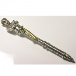  Maharajah ballpoint pen, 925- silver, brass, emerald