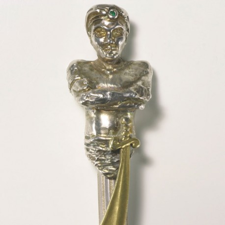 Luxuriöses Schreibgerät Maharadscha, 925- Silber, Messing, Smaragd