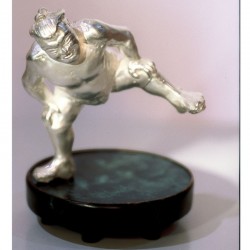  Pepper and salt shaker, Sumo wrestler, 925 silver, copper