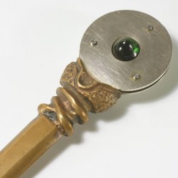  Letter opener, 925- silver, bronze, green tourmaline
