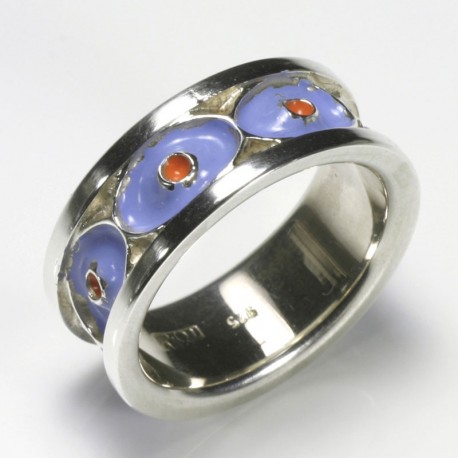  Eye ring, 925 silver, cold enamel