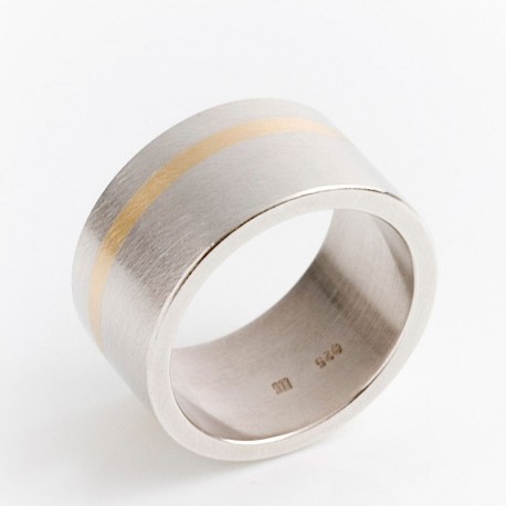 Ring, 925- Silber, 750- Goldstreifen