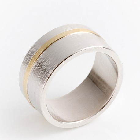 Ring, 925- Silber, 750- Goldstreifen